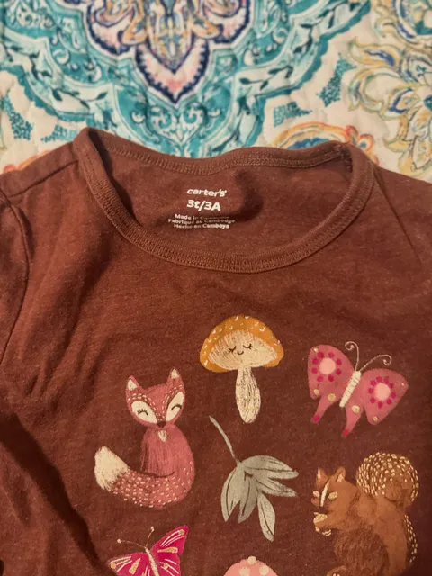 Carter's Woodland Friends Long Sleeve Shirt Size 3T Brown