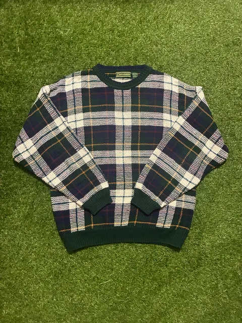 Croft & Barrow Plaid Crewneck Sweater Size XL Green Navy