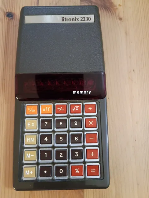 Litronix 2230R Vintage LED Electronic Calculator with Case