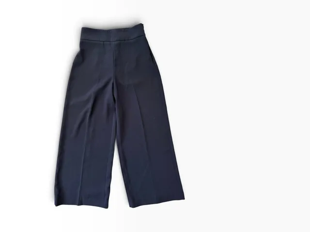 Zara Woman Trousers Size S Black Wide Leg High Rise