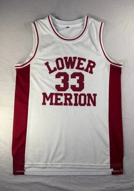 Kobe Bryant Lower Merion HS Basketball Jersey 33 Size M White Red Mesh