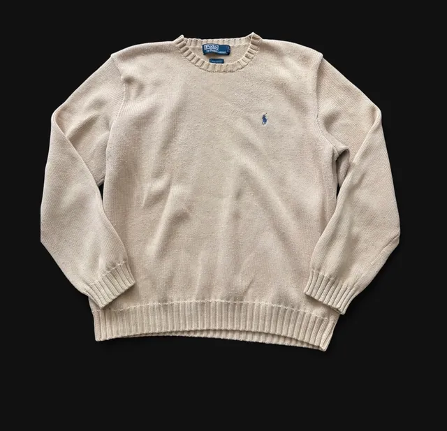 Polo By Ralph Lauren Crewneck Sweater XL Tan Cotton
