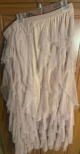 Soho Apparel Tulle Maxi Skirt Size 3X Mauve Pink Ruffled Tiered Mesh Fairycore