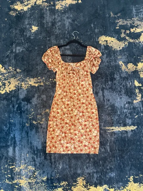 Iris Floral Puff Sleeve Dress Size S