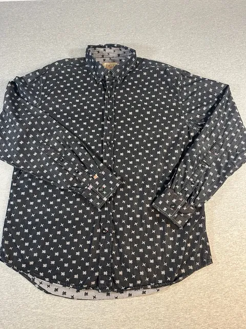 Vintage Italia Black Long Sleeve Button Down Star Print Shirt Men’s L