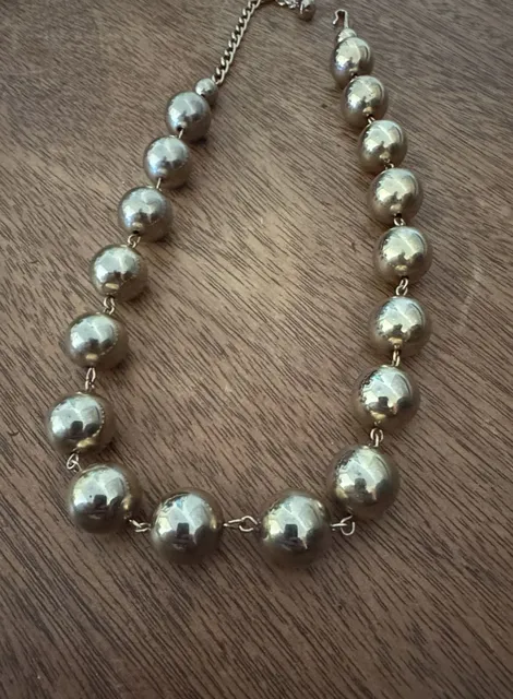 Marvella Vintage Silver Tone Beaded Ball Necklace 18.5 Inches