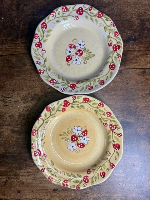 Hausenware Jill Craig Strawberry Floral Salad Plates Set of 2