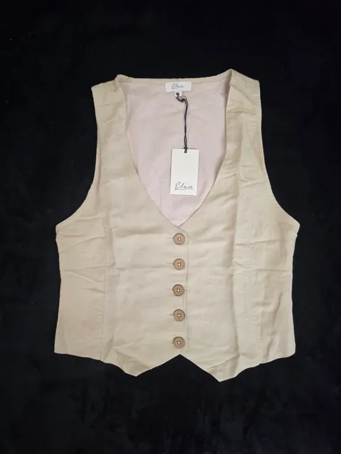 Elan Linen Blend Vest Size XL Beige Button Down