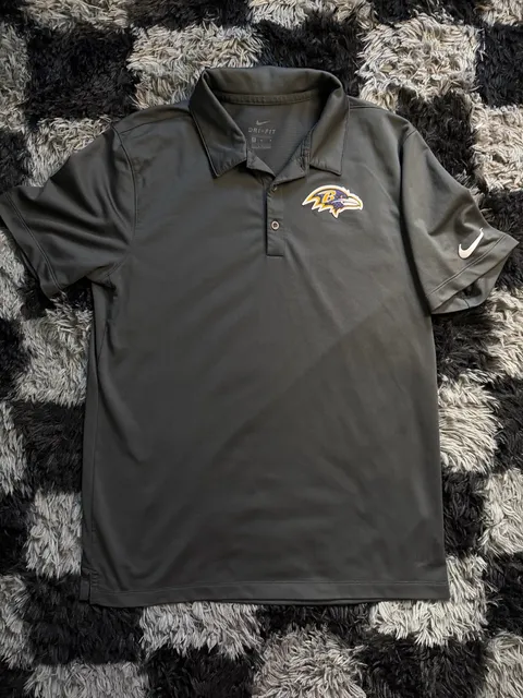 Nike Baltimore Ravens Polo Shirt Size M Black Dri-FIT NFL