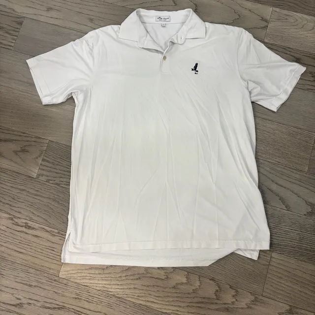 Peter Millar Summer Comfort Polo Shirt Size L White Logo Golf