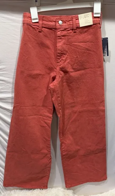Old Navy High-Rise Sailor Wide Leg Jeans Size 2 Reg Coral