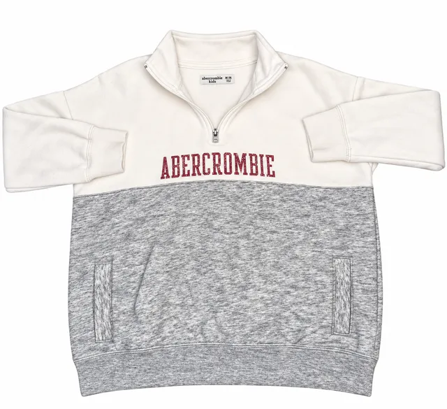 Abercrombie Kids 1/4 Zip Sweatshirt Size 15/16 White Grey