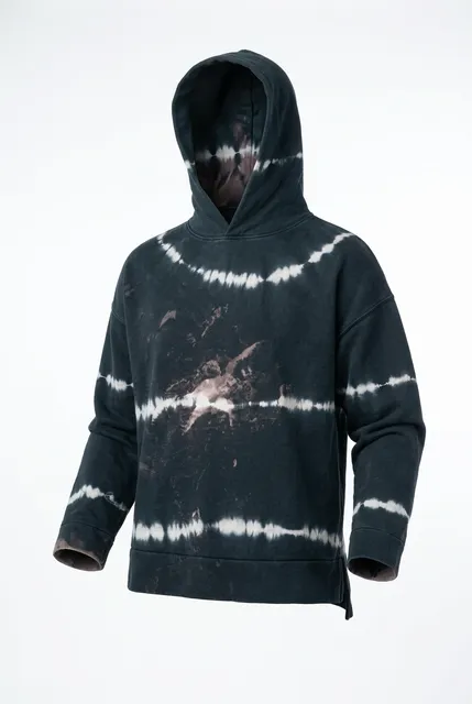 Sandro Paris Tie Dye Hoodie Size 1 Black Distressed Sweatshirt
