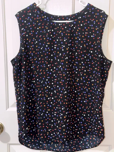 Anne Klein Blouse Size L Multi Color Polka Dot Sleeveless Top