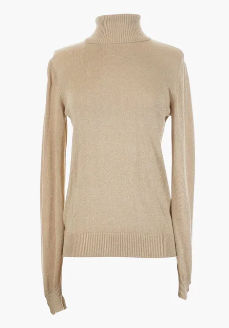 Joseph A. Turtleneck Sweater Size S Gold Metallic Viscose Blend