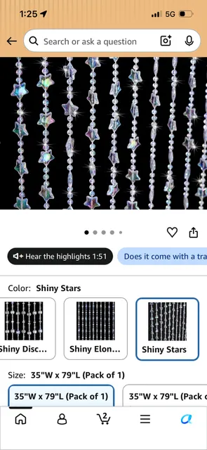 ANMINY Crystal Beaded Curtain 35" x 79" Shiny Stars New