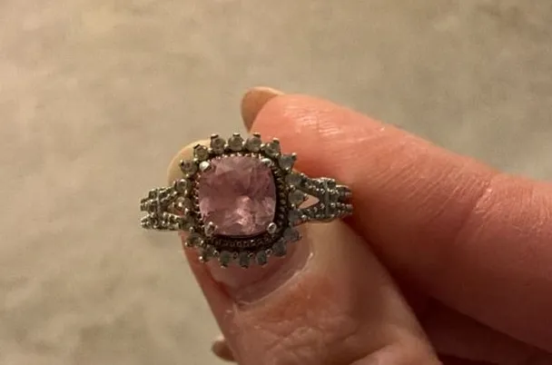 Unbranded Morganite Ring Silver Cushion Cut Halo Engagement Ring