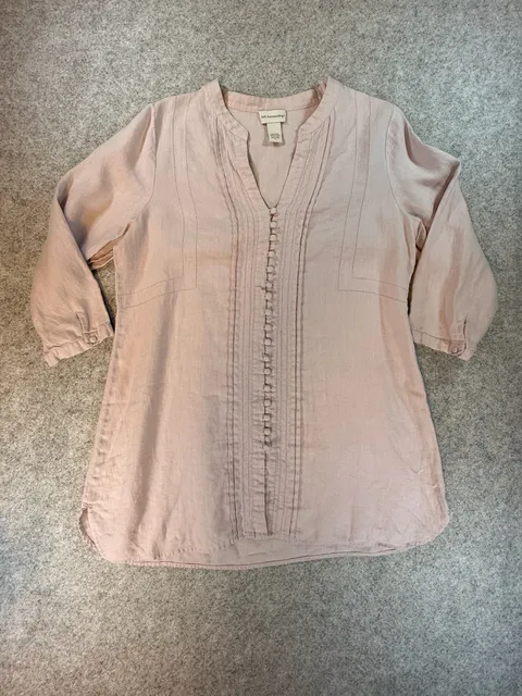 Soft Surroundings Tunic Size M Lilac 100% Linen Button Front