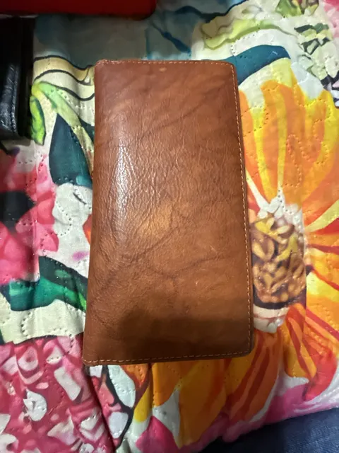 Genuine Leather Brown Secretary Long Wallet ID Slots