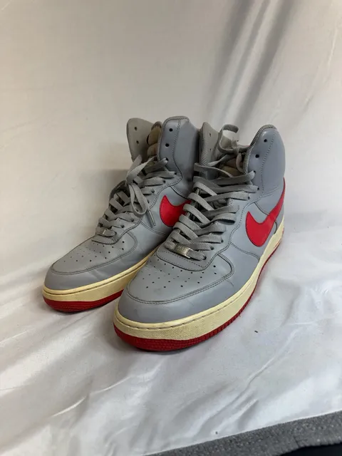 Vintage Nike Air Force 1 High Size 12 Grey Red Leather Sneakers