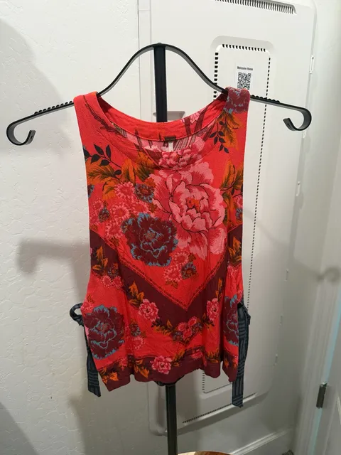 Free People Tank Top Red Floral Sleeveless