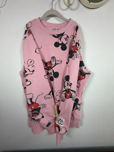 Disney 100 Mickey Mouse Sweatshirt Size XS Pink All-Over Print