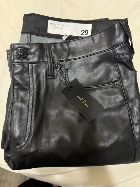 rag & bone Peyton Faux Leather Ankle Flare Pants Size 29 Black New