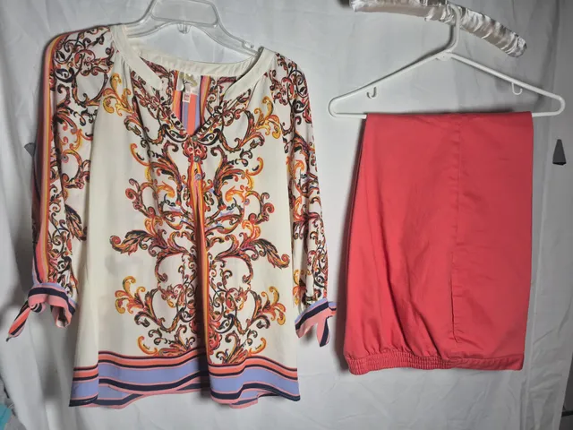 Alfred Dunner Pants Size 12P Coral Pink Cotton Blend Petite
