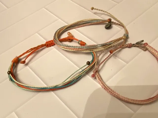 Pura Vida String Bracelets Lot Of 3 Multi Color Adjustable