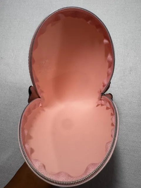 Dior Beauty Round Pink Silicone Zippered Cosmetic Makeup Pouch