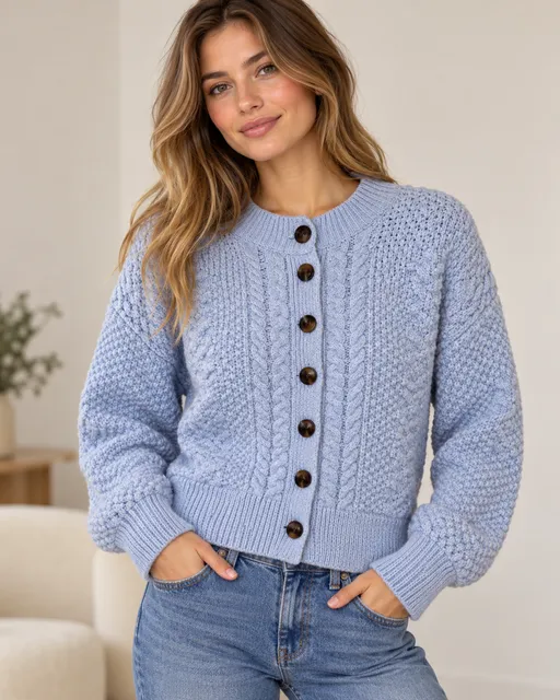 🩵 Who What Wear Cable Knit Button Cardigan XXL | Powder Blue Cozy Grandpa Sweater
The CUTEST cozy cardigan for fall + winter 🤍 