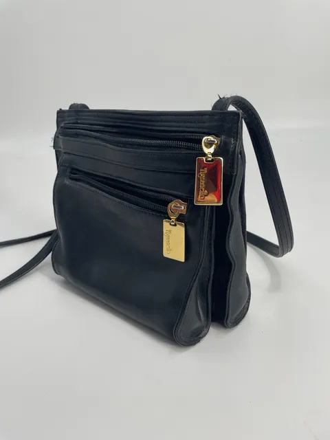 Tignanello Black Leather Crossbody Bag