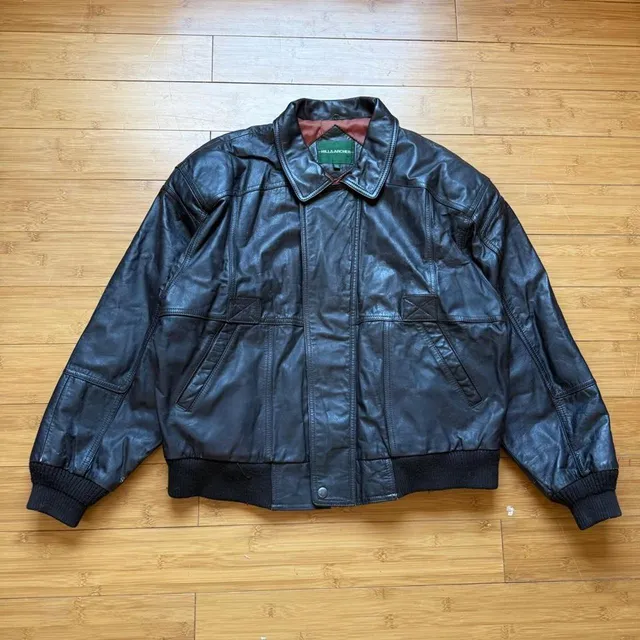 Hill & Archer Leather Bomber Jacket Size 44 Vintage Dark Brown