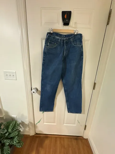 Carhartt Flannel Lined Jeans Size 36 x 32 Blue Denim Relaxed Fit