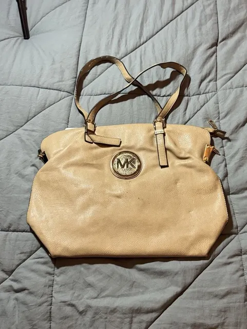 Michael Kors Beige Faux Leather Tote Shoulder Bag