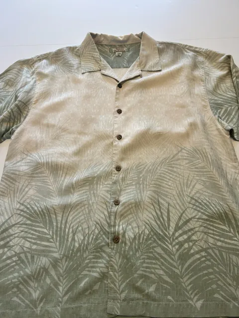 Tommy Bahama Silk Palm Leaf Shirt Size XL Green