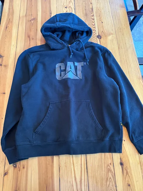 Caterpillar CAT Hoodie Size XL Black Embroidered Logo Pullover Sweatshirt