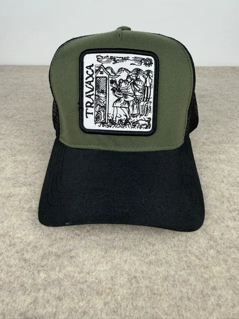 Travaxao Graphic Patch Trucker Hat Green Black Snapback