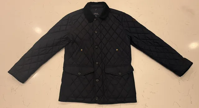 Polo Ralph Lauren Quilted Jacket Size XL Black Corduroy Collar