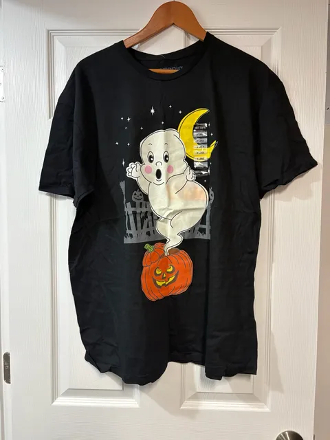 Hot Topic Ghost Pumpkin T-Shirt XL Black Halloween Graphic Tee