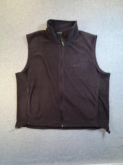 Woolrich Fleece Vest Size XL Black Full Zip Mock Neck Outerwear