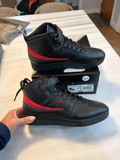 Fila Vulc 13 Repeat Logo Size 8.5 Black High-Top Sneakers