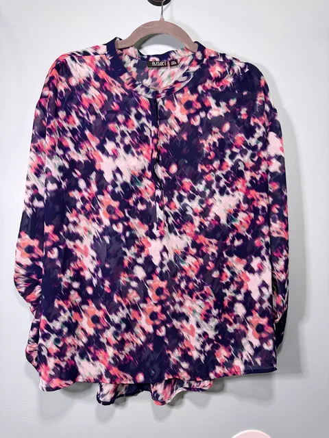 A.N.A A New Approach Blouse PXL Petite Multi Color Abstract