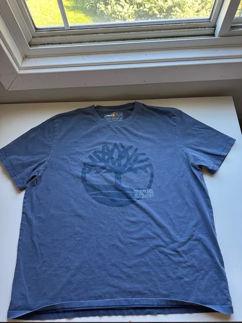 Timberland Tree Logo T-Shirt Size XL Blue Cotton
