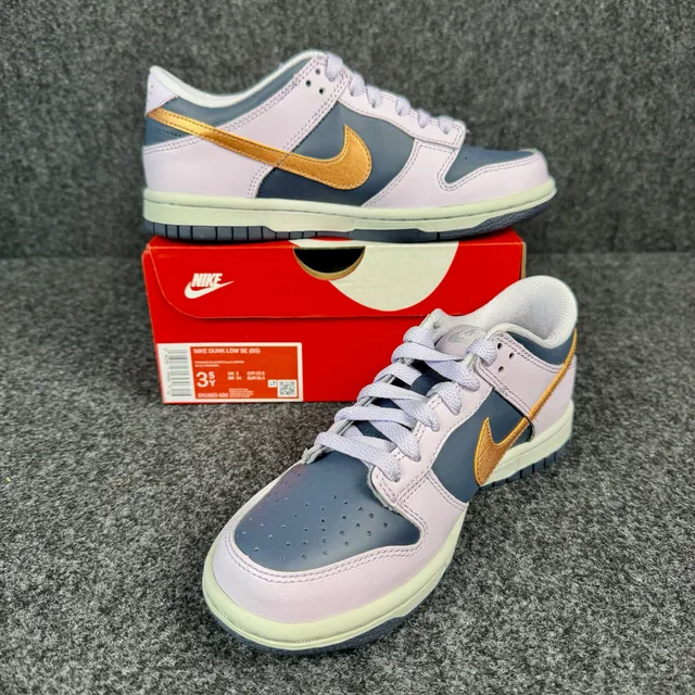 Nike Dunk Low SE GS Size 3.5Y Thunder Blue Metallic Copper