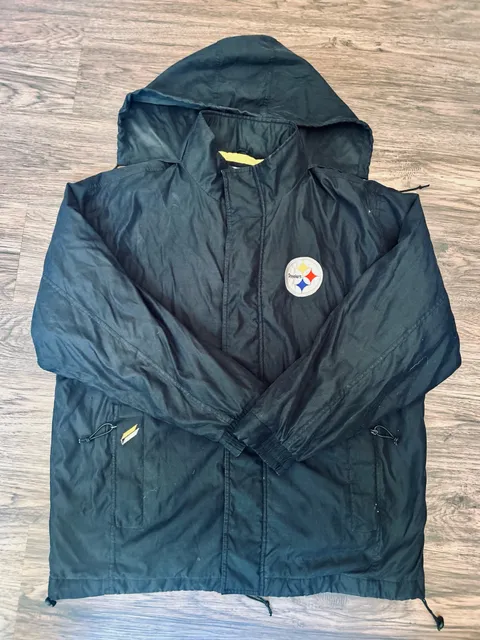 G III Carl Banks Pittsburgh Steelers Jacket Black Hooded NFL size XL
