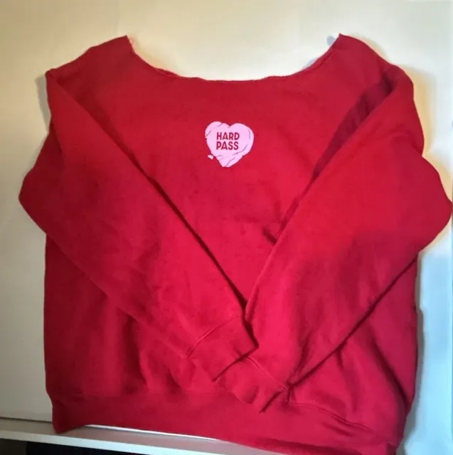 Wild Fable Hard Pass Sweatshirt Size L Red Off Shoulder Graphic