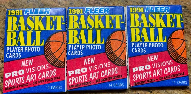 1991 Fleer Basketball Wax Pack Lot of 3 Unopened. Jordan!