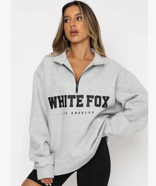 White Fox Los Angeles 1/4 Zip Pullover Sweatshirt Size S/M Gray