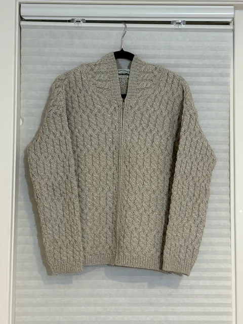 Aran Crafts Full Zip Hooded Sweater Size M Merino Wool